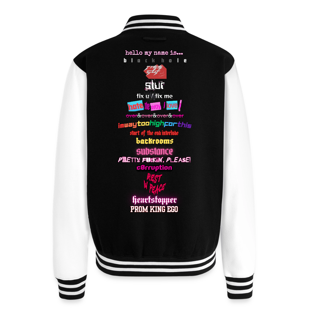 jtu logo varsity jacket - black/white