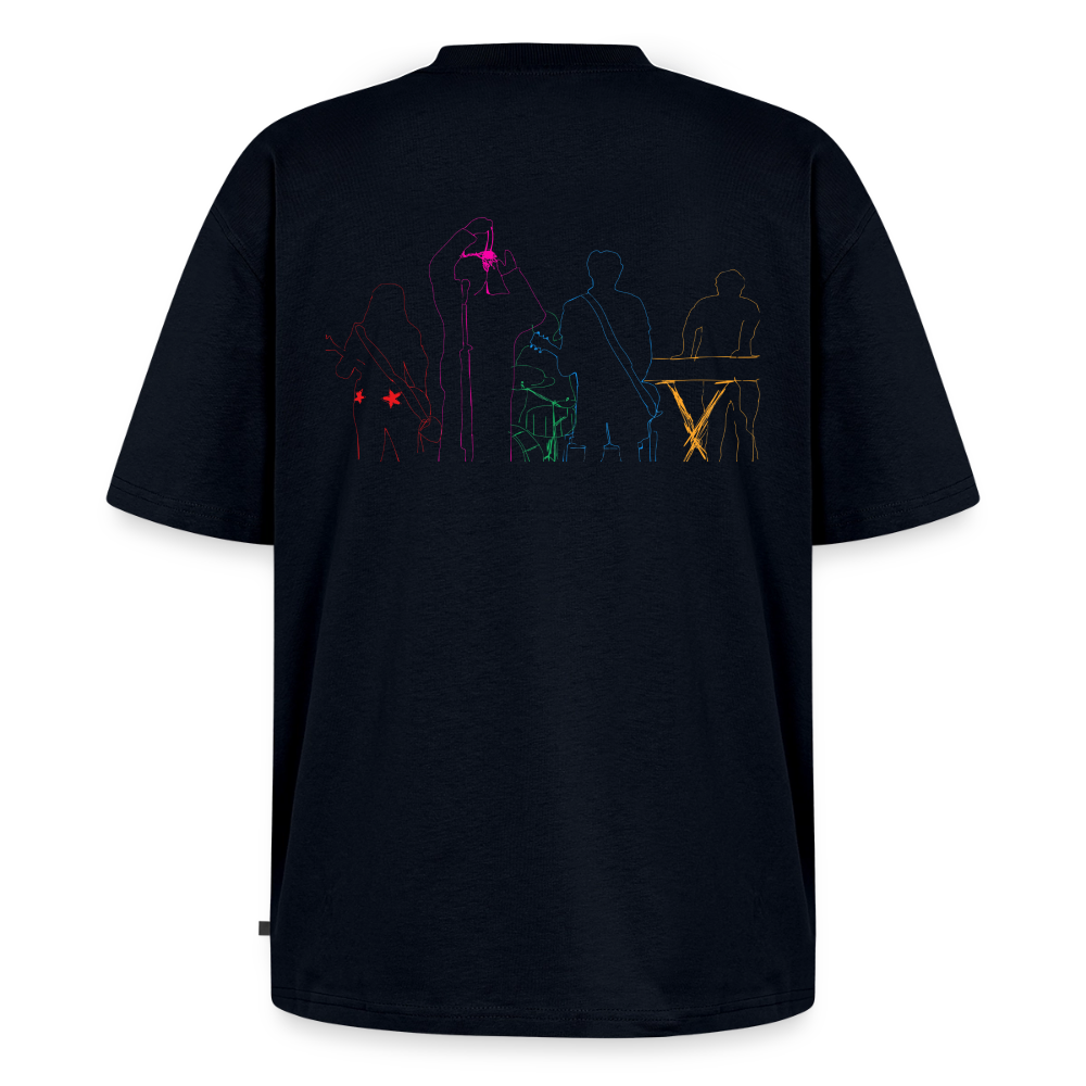 jtu mixed emotions logo / line drawing shirt - navy