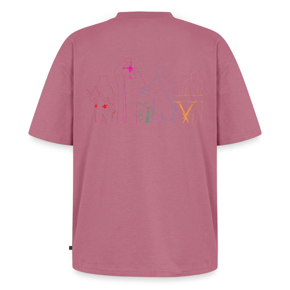 jtu mixed emotions logo / line drawing shirt - mauve