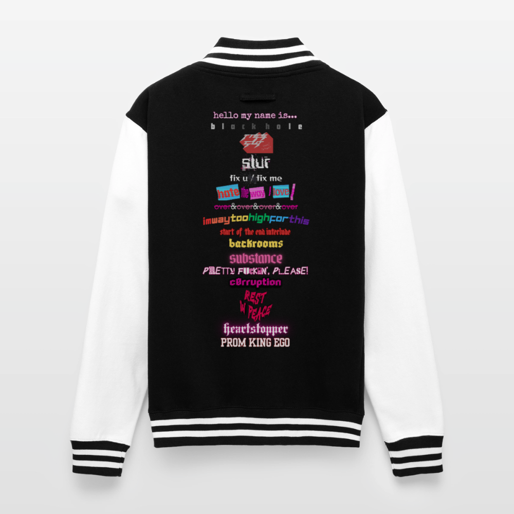 jtu logo varsity jacket - black/white