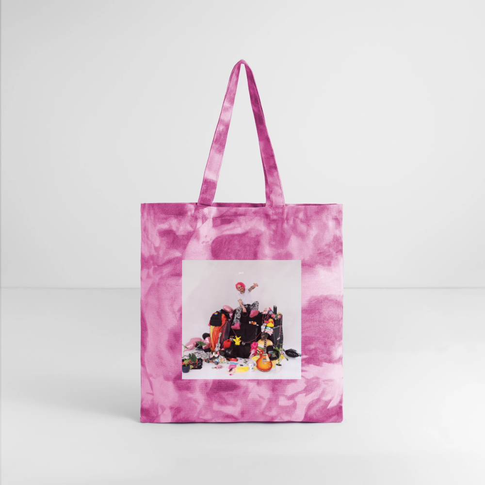 jtu logo / album cover tie dye tote - pink lady