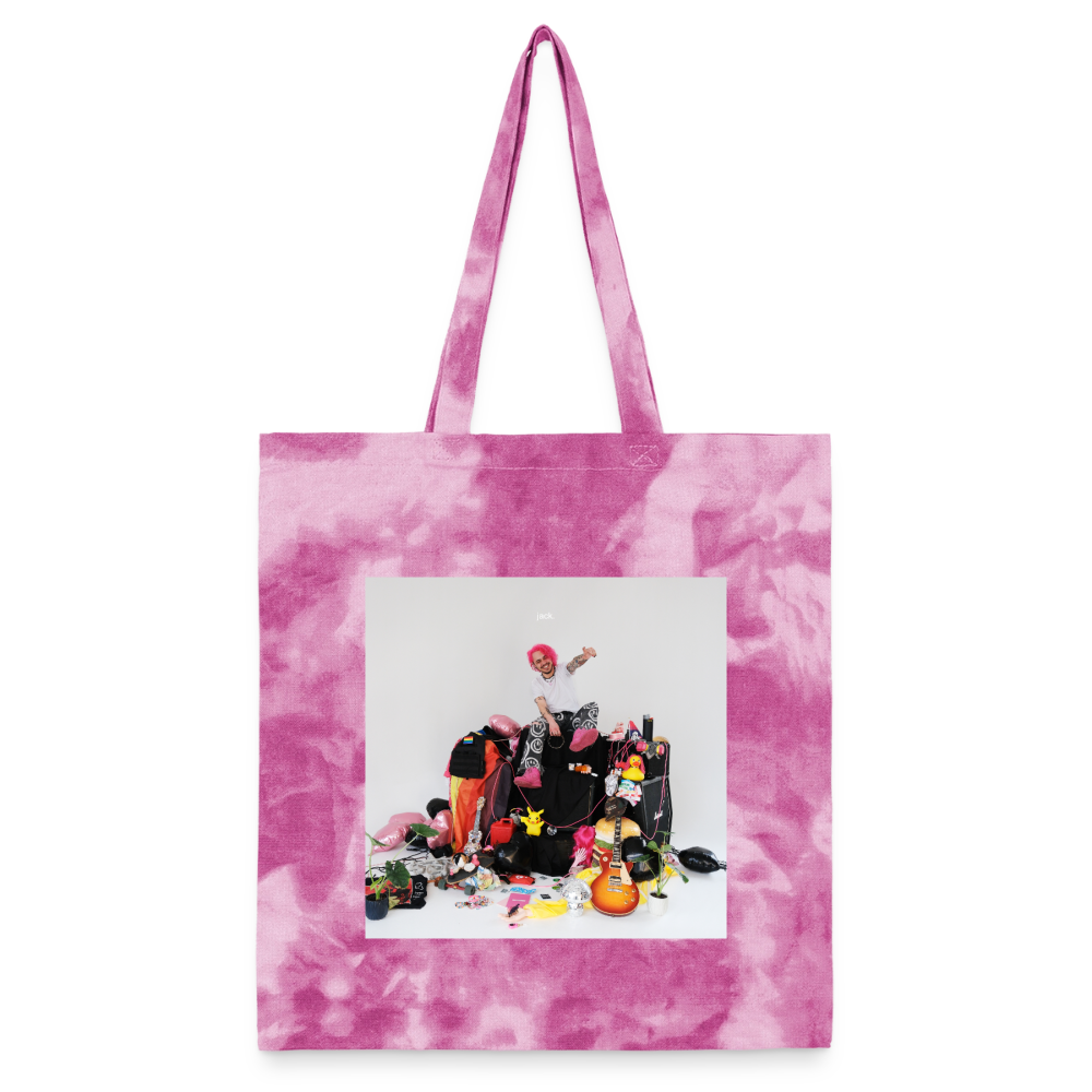 jtu logo / album cover tie dye tote - pink lady