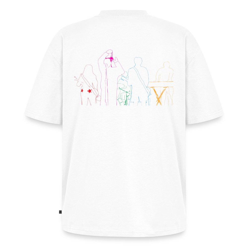 jtu mixed emotions logo / line drawing shirt - white